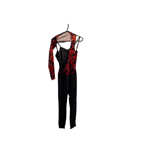 Black & Red One Wrap Sleeve Catsuit