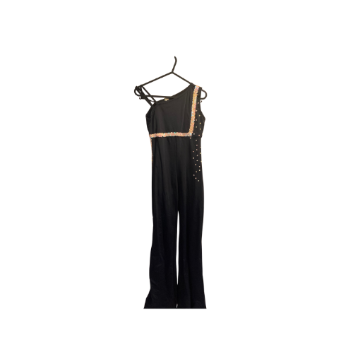 Black w/Sequin Detail Flared Catsuit