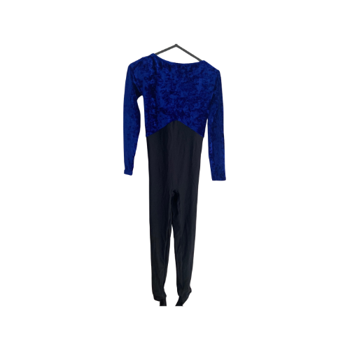 Blue Velour Top Stirrup Catsuit