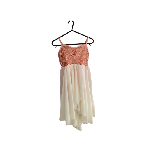 Pink Sequin & White Dress
