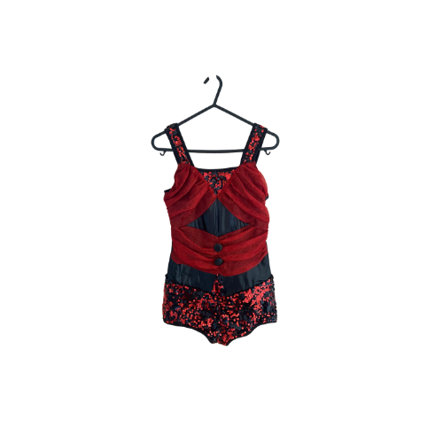Red & Black Sequin Biketard
