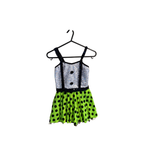 Silver Sequin & Green Dot Dress