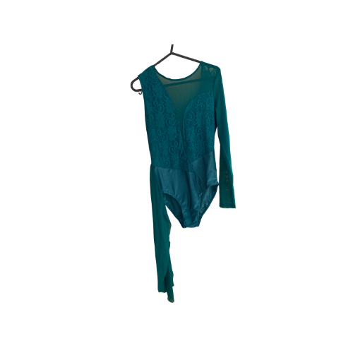 Teal One Sleeve Lace Leotard
